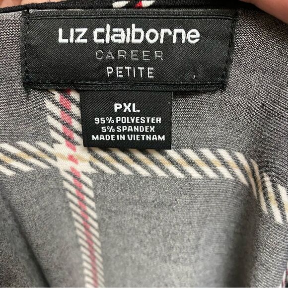 Liz Claiborne Career Double Ruffle Stretchy Black Blouse Petite XL - Picture 2 of 10